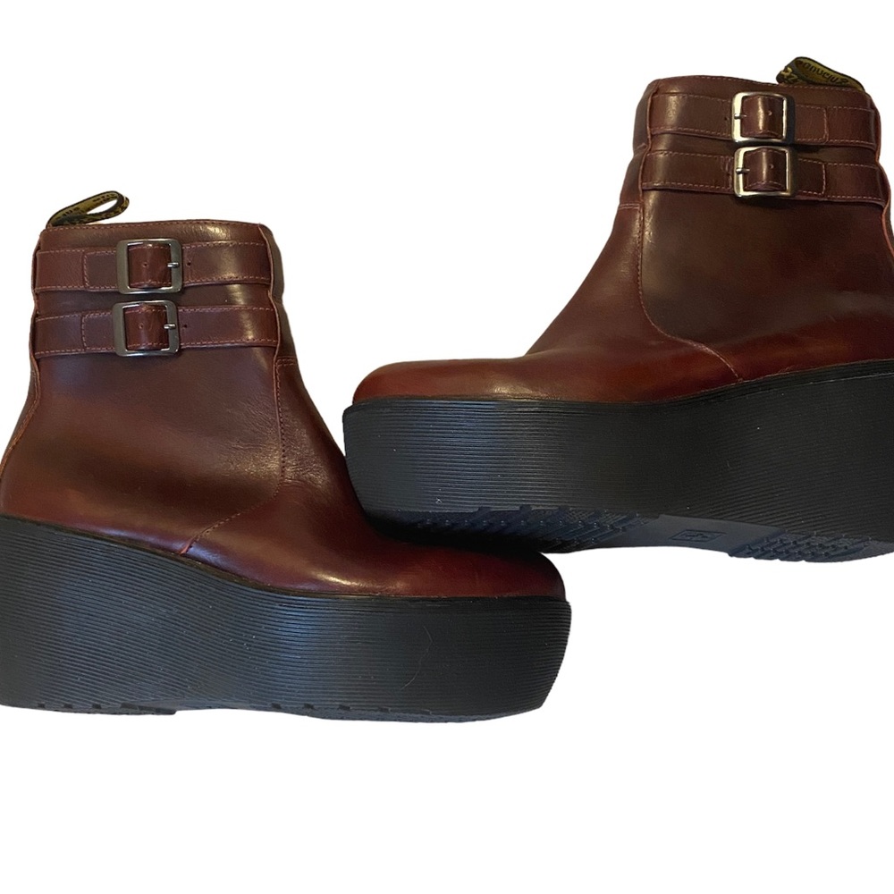 Dr Martens Caitlin Oxblood Platform Wedge Ankle Boots - Picture 7 of 11